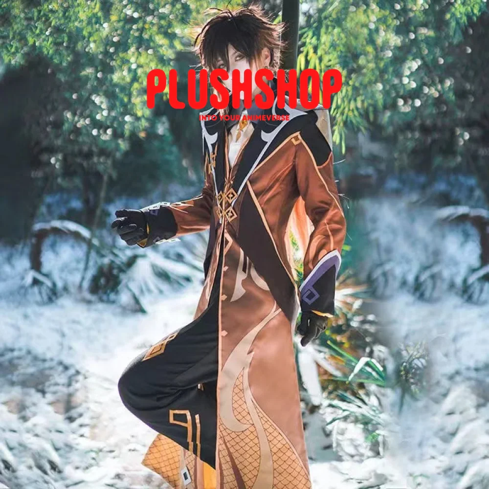 Genshin Impact Zhongli Cosplay Costume Full Set Wig Costume - Image 3